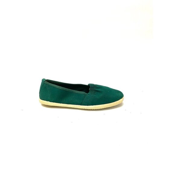 Vintage 1960s Deadstock Sneakers // Green Canvas Slip On No Tie Shoes Size 6 - Picture 1 of 7